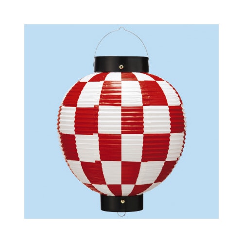 ビニール尺丸提灯(市松赤)
