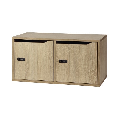 組立式木製収納ボックスワイド 鍵付き扉付タイプ