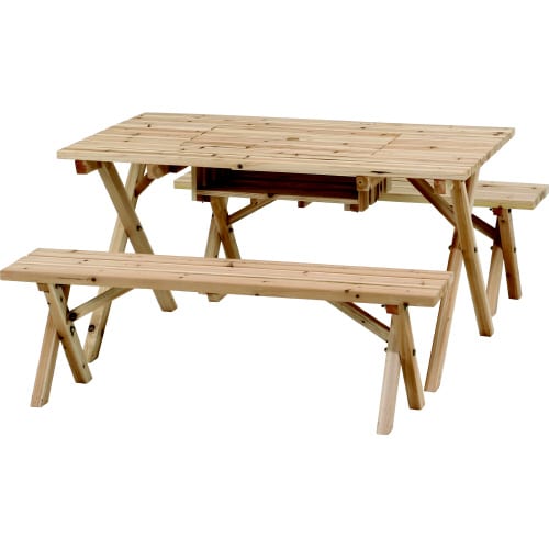 BBQテーブル&ベンチセットコンロスペース付