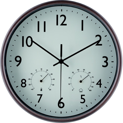 掛時計 温湿度計付 ミエル Φ25 BR