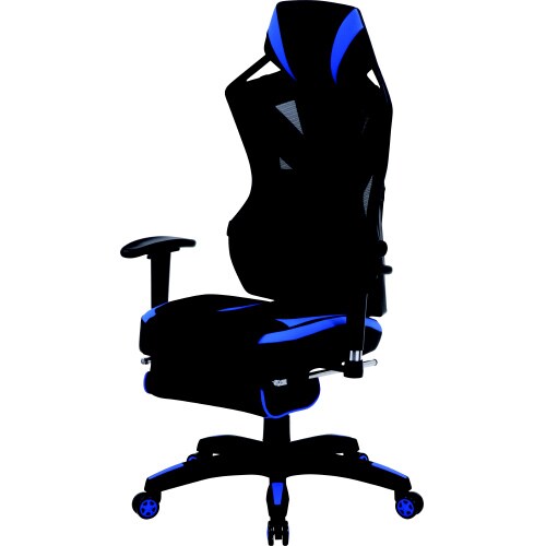 メッシュゲーミングチェアレイズ フットレスト付BL