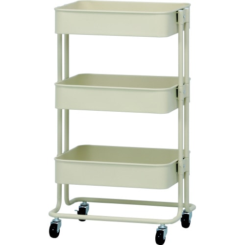 キッチンワゴン バスケット3段 アイボリー