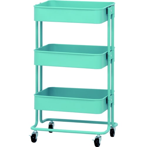 キッチンワゴン バスケット3段 ターコイズブルー