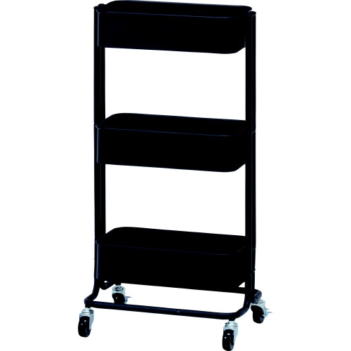 キッチンワゴン バスケット3段 スリム ブラック