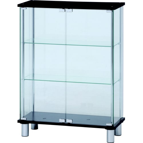 ガラスディスプレイケース3段 ワイド BK