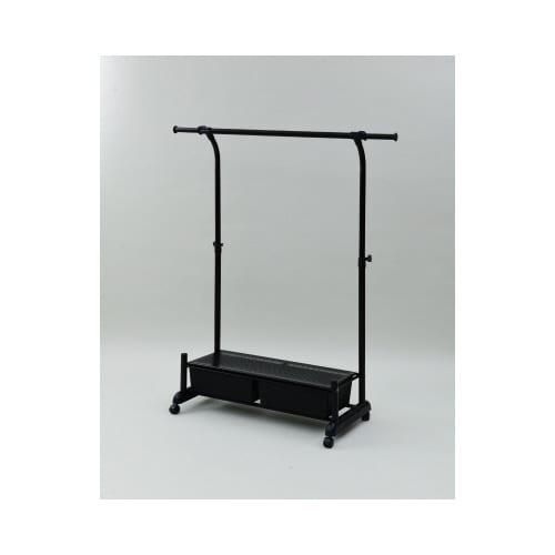 チェスト付伸縮ハンガーラック シングル