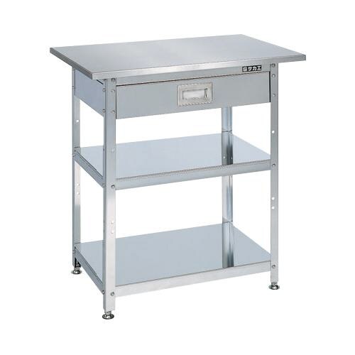 ステンレス一人用作業台(固定式・キャビネット付)