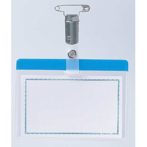 カラータッグ名札 金属クリップ 名刺10個 青