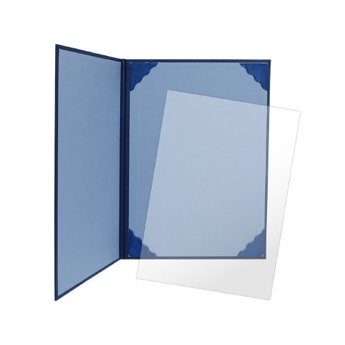 証書ファイル A4 レザー調 濃紺青