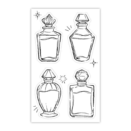 インクで描くラベルシール ガラス瓶 5冊入