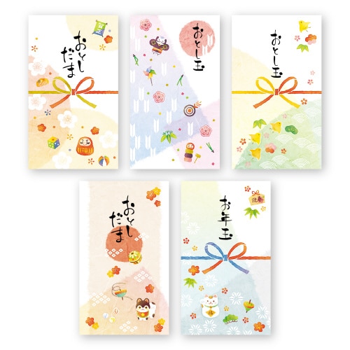 絵入ポチ袋 五型和風柄 50冊入