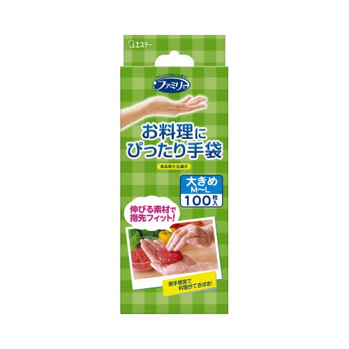 ファミリーお料理にぴったり手袋ML半透明 ×3