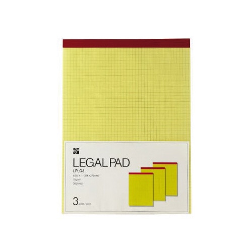 リーガルパッド L 方眼 3冊 イエロー
