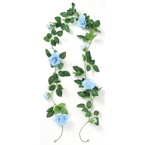 フェイクグリーン ガーランド バラ 青