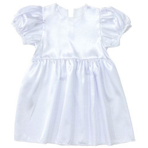 ソフトサテンパフスリーブワンピース 白