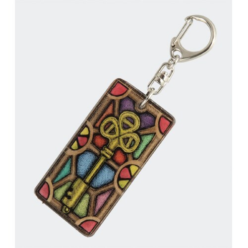 アートガラスキーホルダーレザー付(長方形)