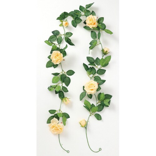 フェイクグリーン ガーランド バラ オレンジ