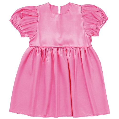 ソフトサテンパフスリーブワンピース ピンク