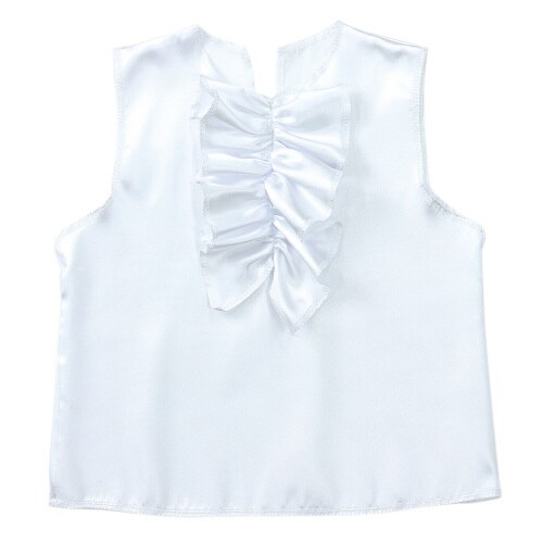 ソフトサテンシャツ 前フリル 白