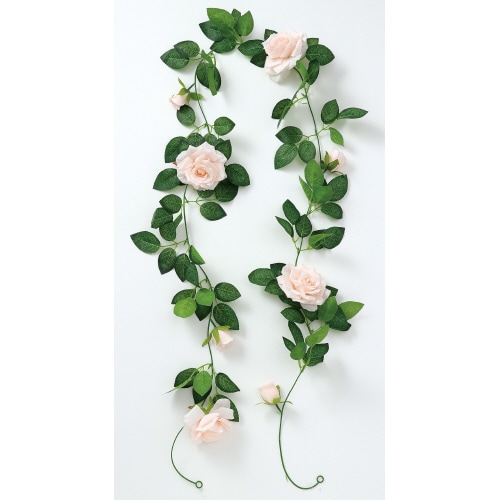 フェイクグリーン ガーランド バラ ピンク