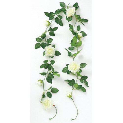 フェイクグリーン ガーランド バラ 白