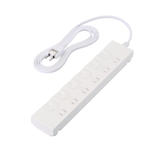 電源タップ 2m 2P 6個口 簡単抜差 ホワイト