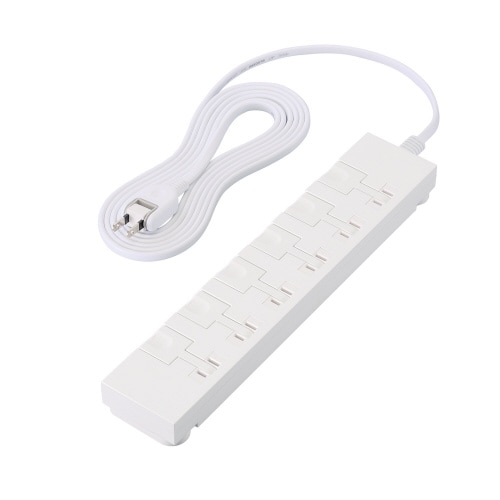 電源タップ 3m 2P 6個口 簡単抜差 ホワイト