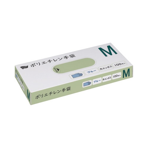ポリエチレン手袋外エンボス Mブルー100枚×5
