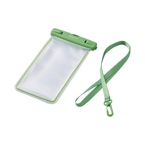 スマホ用防水ケースIPX8蓄光グリーン