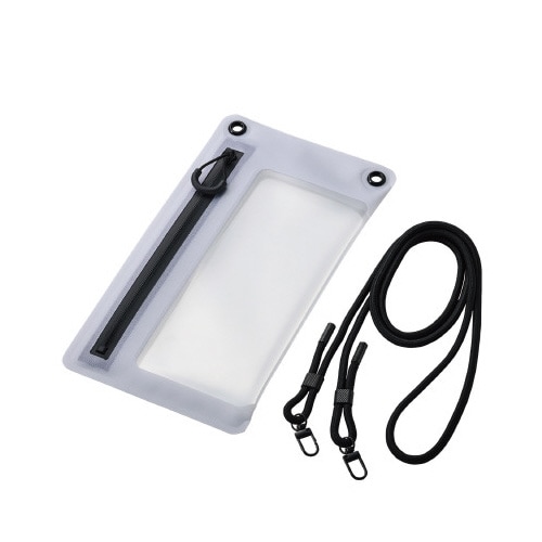 スマホ用防水ケースIPX8気密ファスナー灰