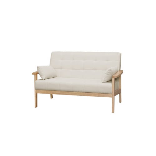 2人掛けウッドフレームソファ オフホワイト