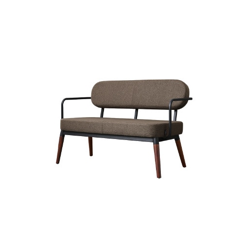 2人掛けスチールフレームソファ ブラウン