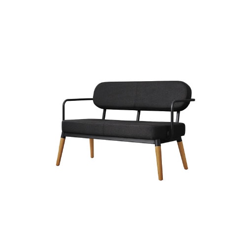 2人掛けスチールフレームソファ ダークグレー