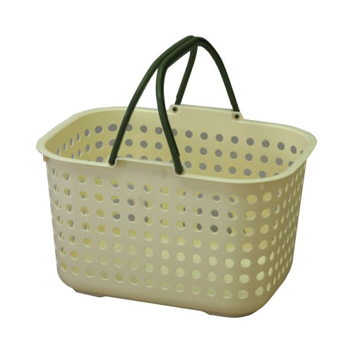 ドットバスケット浅型クリーム