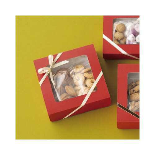 無地窓付ギフトボックス レッド S 10枚入