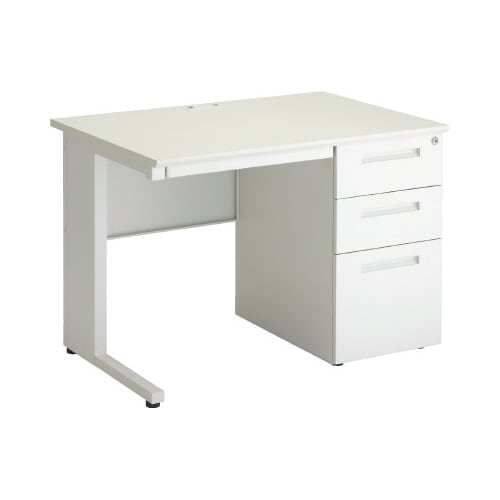 PFスチールデスク片袖幅1000奥行700白