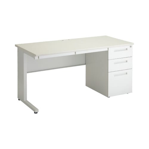 PFスチールデスク片袖幅1400奥行700白