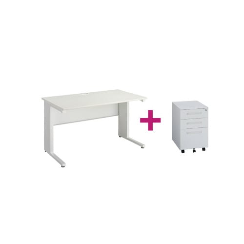 PFデスク引出無1200WHワゴン390WHセット