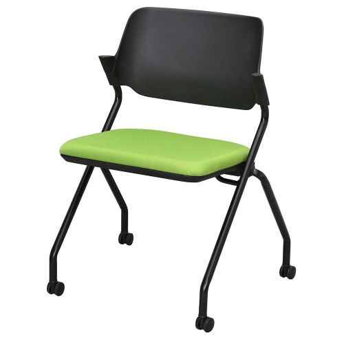 SYネスティングチェアBK肘無布リーフグリーン
