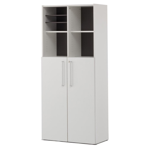 プリーマ3シェルフ2列5段WH共通扉GY2バック