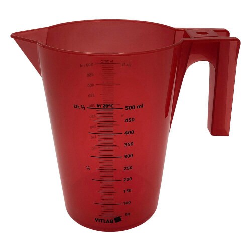 500ml 赤 カラフル手付ビーカー
