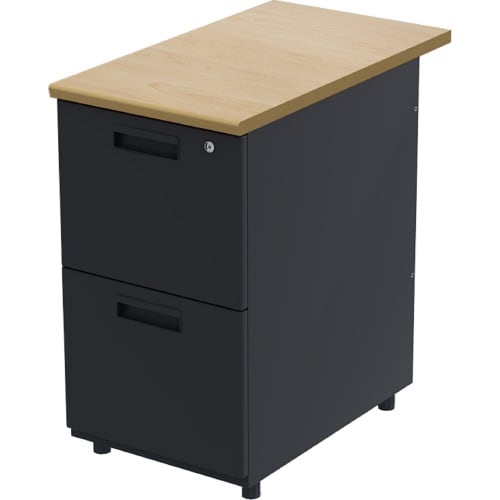 オフィスデスク 脇机2段 幅400NA天板BK本体