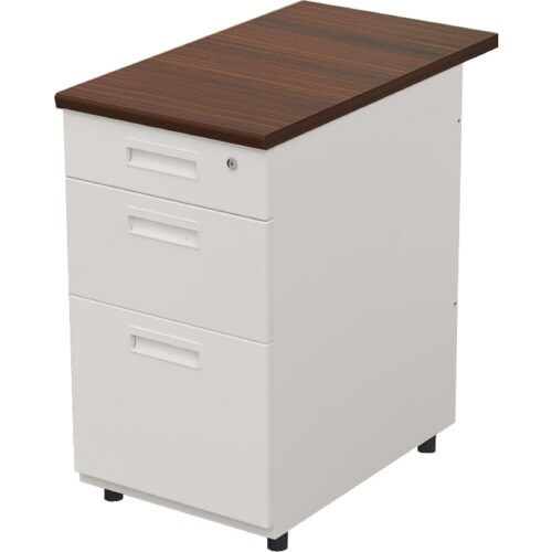 オフィスデスク 脇机3段 幅400DB天板WH本体