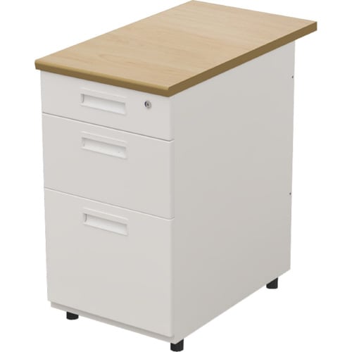 オフィスデスク 脇机3段 幅400NA天板WH本体