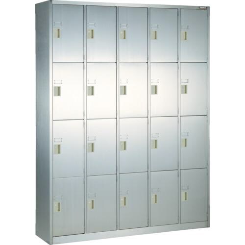 SUS304扉付長靴ロッカー中棚付3列4段