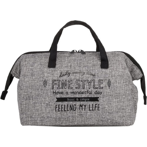 麻風 保冷 がま口 ランチバッグ