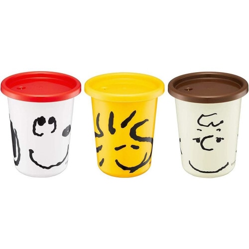 ストロー付タンブラー 3個 スヌーピーフェイス×2