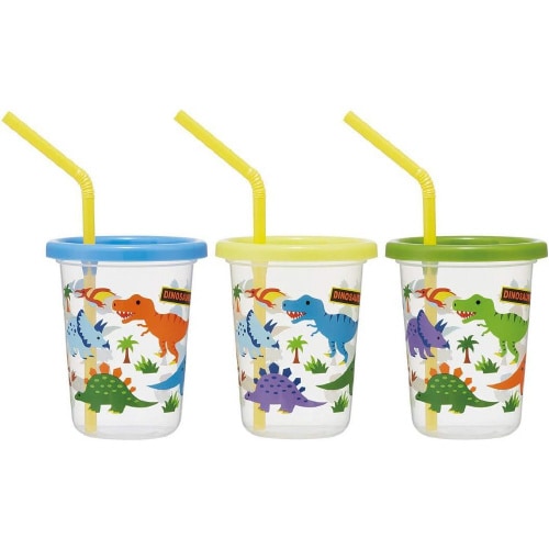 ストロー付きタンブラー 3個 ディノサウルス ×2