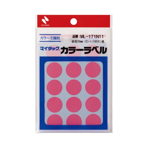 マイタックカラーラベル 20mm 桃x10