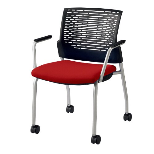 スターブ肘付・キャスター付背:ヌード/座:レッド